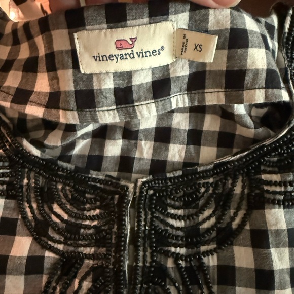 Vineyard Vines Beaded Gingham Check Lightweight Tunic XS - Picture 6 of 7
